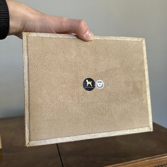 Pigeon And Poodle Sand Silken Abaca Jewelry Storage Box Beige Tan - Picture 4 of 13